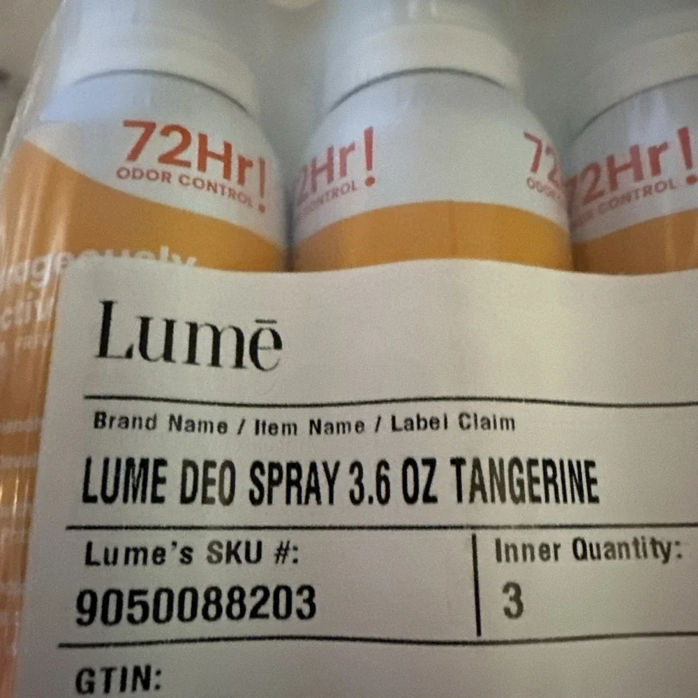 Lume Whole‎ Body Deodorant Invisible Spray Clean Tangerine Aluminum-Free 3.6 oz